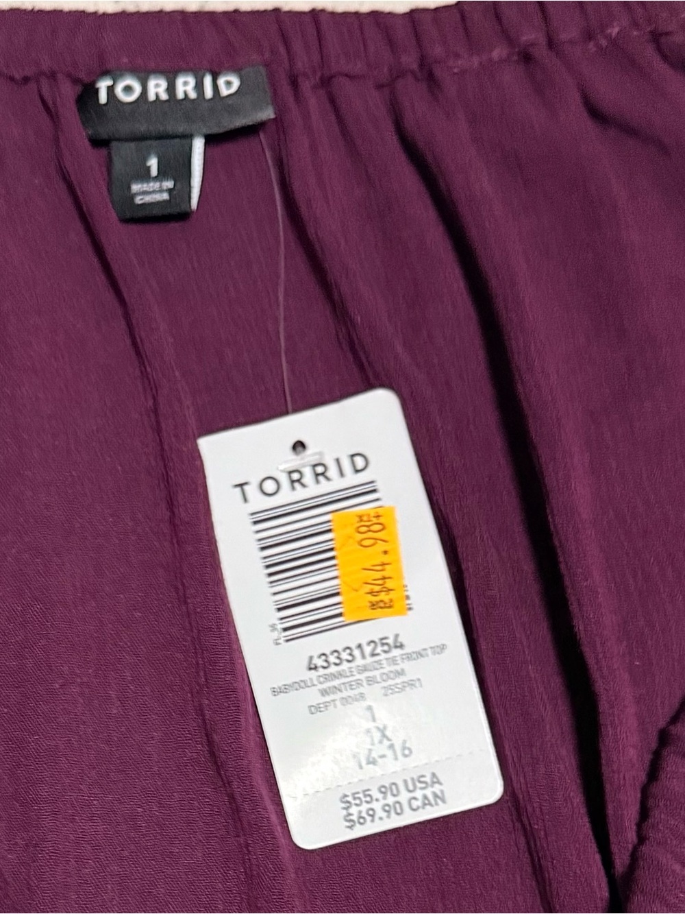 torrid Burgundy Babydoll Tunic Blouse